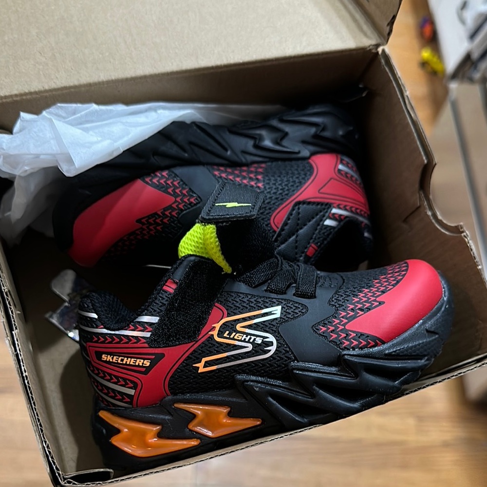 Skechers Kids' Red and Black Light-Up Shoes